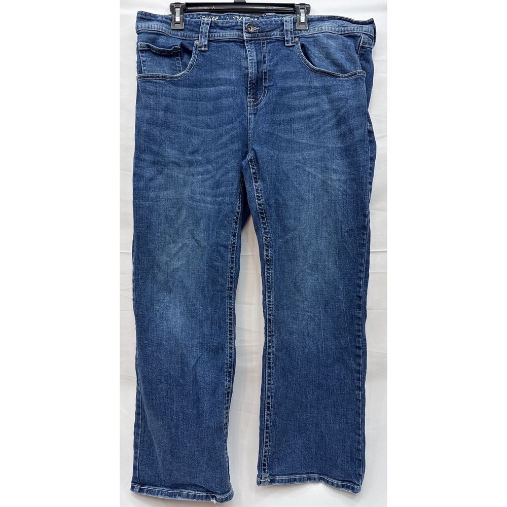 Mens‎ Bootcut Jeans 40x30 Blue Stretch Denim Slim Fit TK Axel